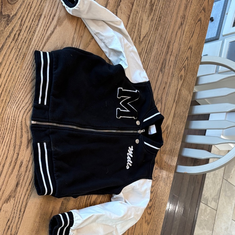 Black and White Varsity Jacket with M Logo